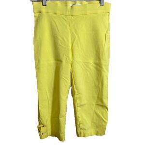 89th & Madison Stretch Straight Leg Yellow Pull‎ On Capri Pants Womens Small